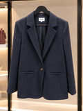 Blazer Élégance – Bleu Nuit Rayé