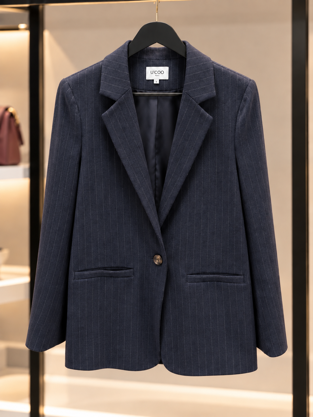 Blazer Élégance – Bleu Nuit Rayé