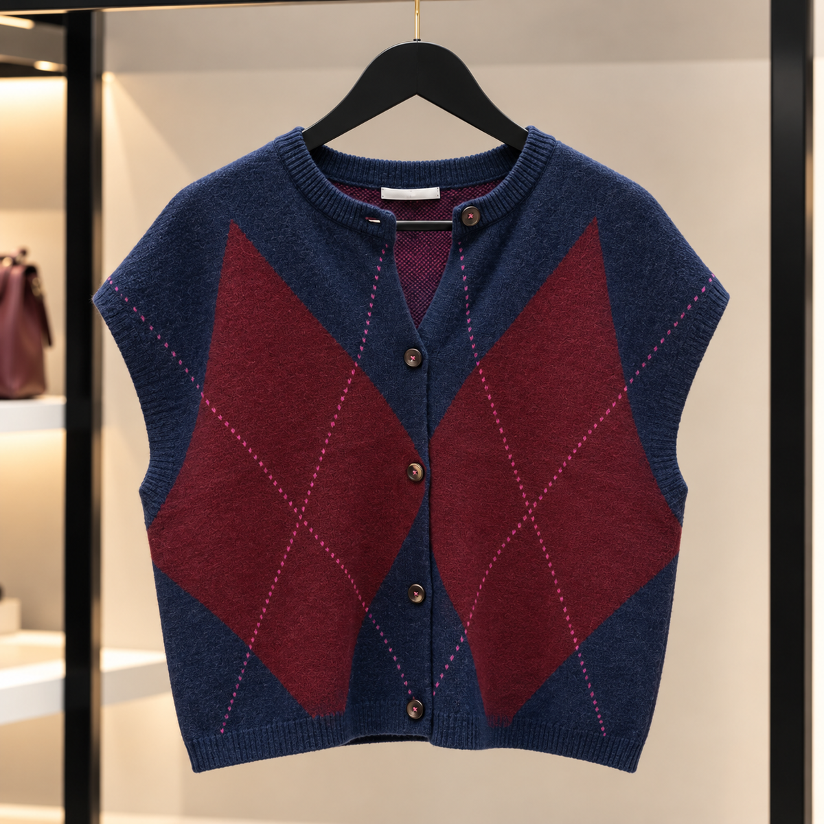 Gilet Louise – Marine & Bordeaux